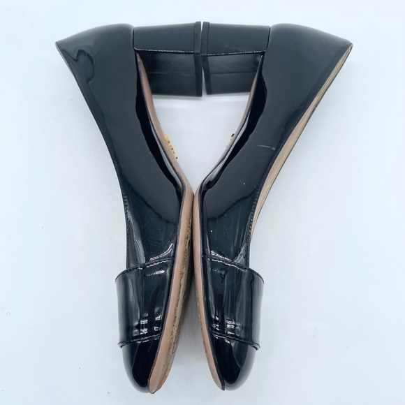 Prada Black Patent leather logo embellished block heel pumps EU37 - Picture 4 of 9
